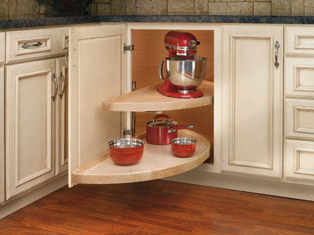 Wood half moon lazy susan