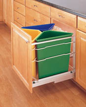75+ quart Trash and Recycle center - 3 plastic 25 qt containers + 18qt canvas - 20 1/4" wide