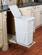 50 quart sliding trash bin with lid and full extension glides - 12 1/4" wide
