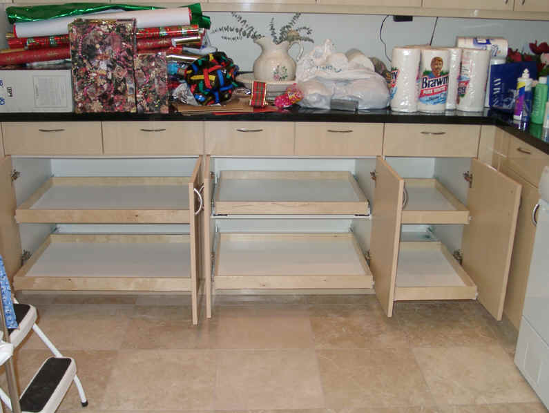 kitchen cabinet organization slide-outs roll-outs