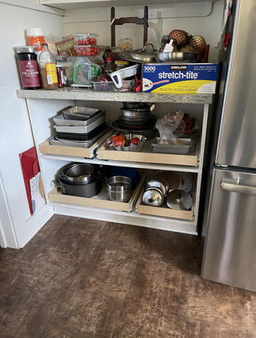 Pull Out Shelves Kitchen Organization - Bigger Than the Three of Us