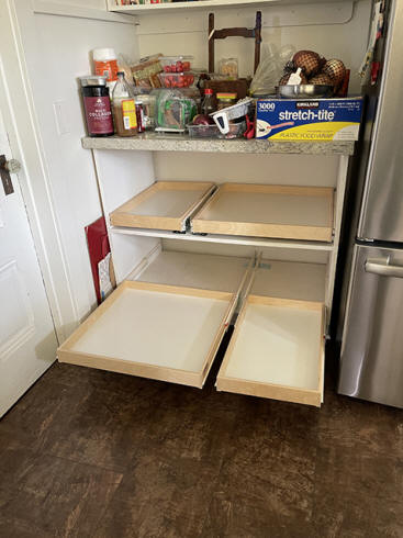 Pull Out Shelves Kitchen Organization - Bigger Than the Three of Us