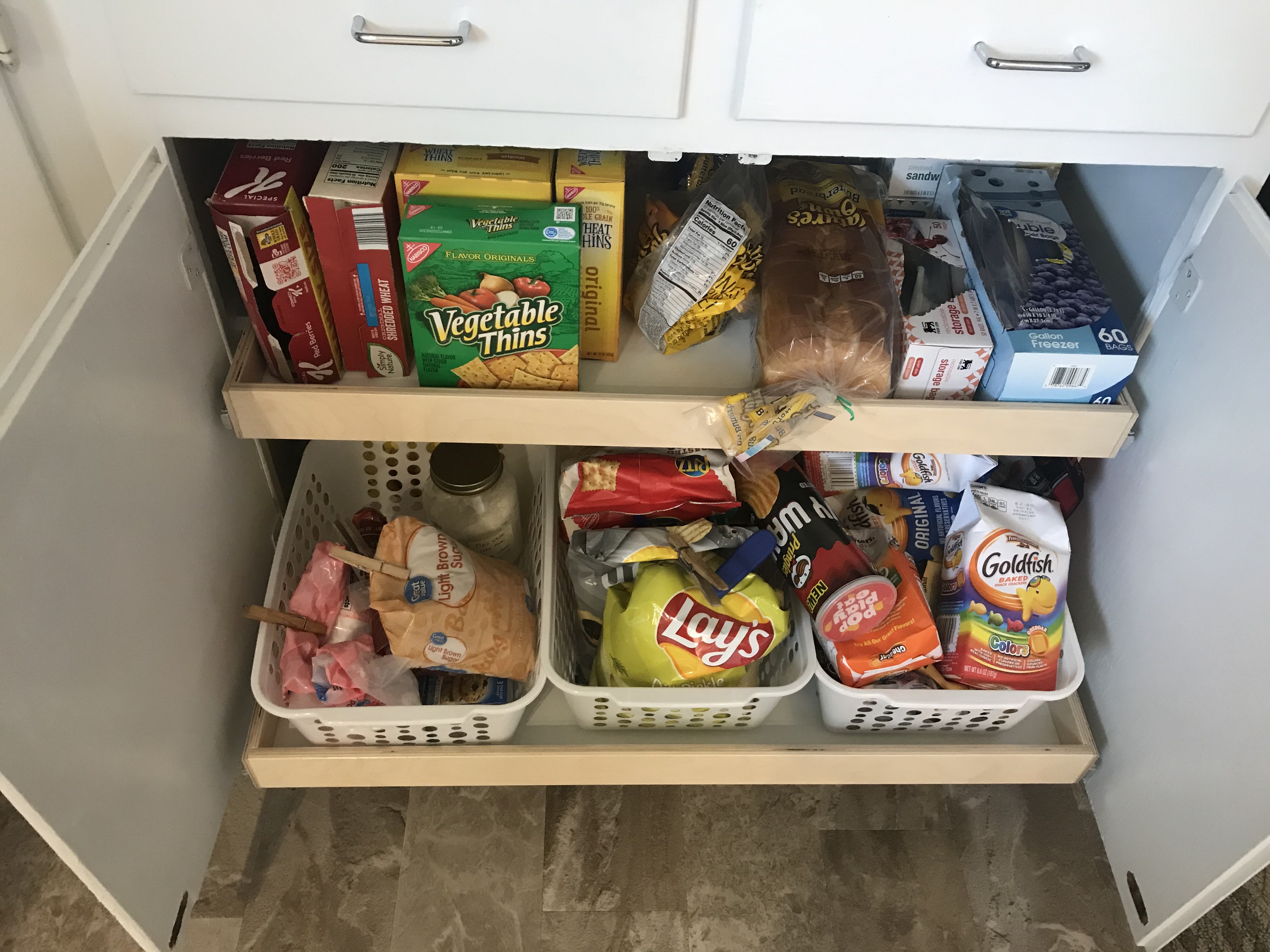 Pull Out Shelves Kitchen Organization - Bigger Than the Three of Us