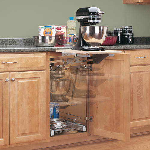 Mixer/Appliance Lift Mechanism without Shelf: Shelves That Slide