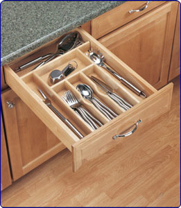 Wood cutlery tray insert